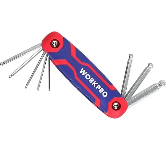 Изображение товара Набор шестигранных ключей WORKPRO с шаровидным наконечником 8 шт, метрические WP222020