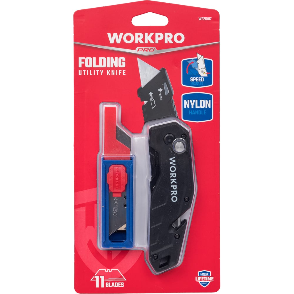 Изображение товара Складной нож WORKPRO с нейлоновой рукояткой и 10 лезвиями