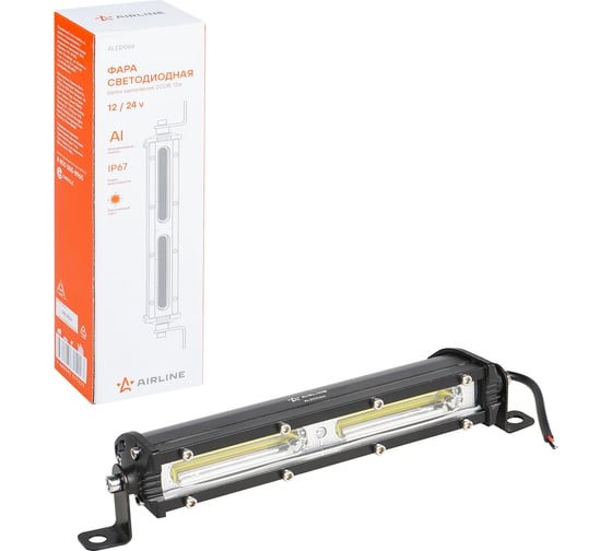 Изображение товара Фара (балка) светодиодная однорядная Airline 2COB (24LED), направленный свет, 12Вт, 186x30x47мм, 12/24В ALED066
