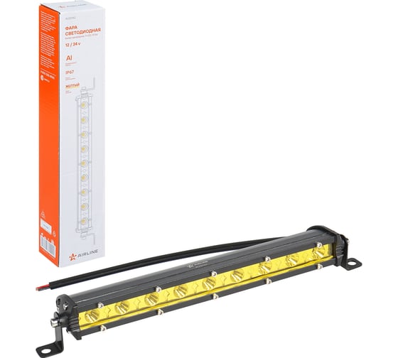 Изображение товара Фара (балка) светодиодная однорядная Airline 9LED, желтый направленный свет, 13,5Вт, 264x30x47мм, 12/24В ALED162