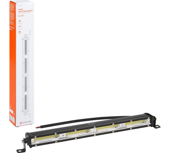 Изображение товара Фара (балка) светодиодная однорядная Airline 4COB (48LED), направленный свет, 24Вт, 343x30x47мм, 12/24В ALED067