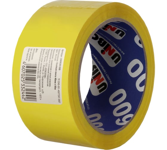 Изображение товара Упаковочная клейкая лента UNIBOB 600 желтая 48 мм х 66 м 214931