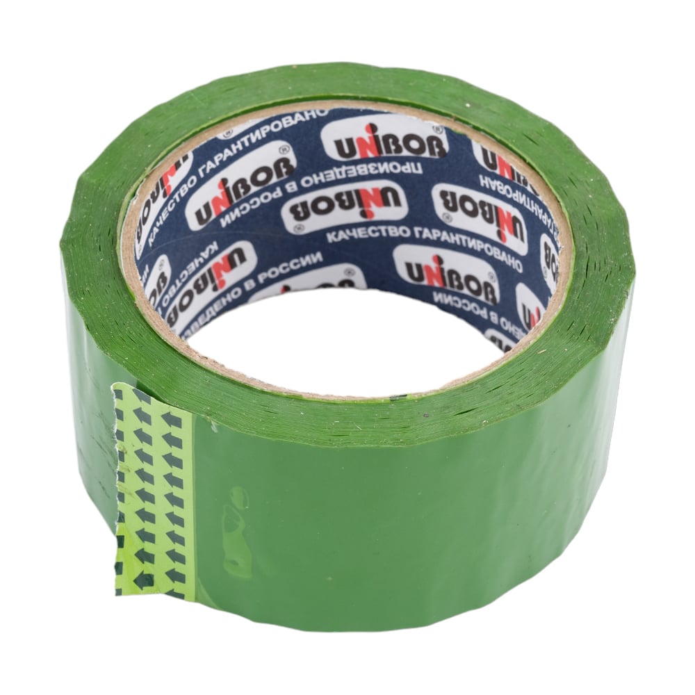 лента клейкая упаковочная unibob 48мм x 66м зелёный Упаковочная клейкая лента Unibob