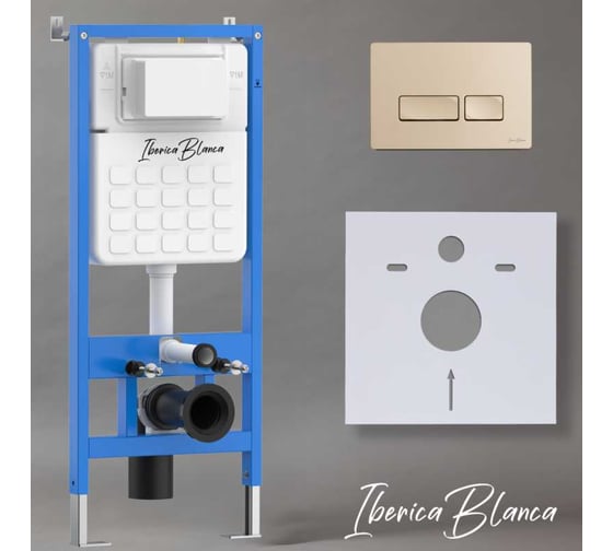 Изображение товара Комплект 2 в 1 инсталляция + клавиша смыва IBERICA BLANCA золото матовое, ABS пластик ESTI-R (IB.B021.005.000) IB001.215