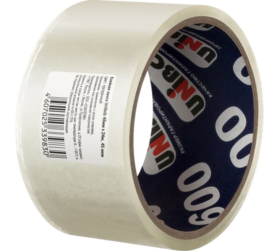 Изображение товара Упаковочная клейкая лента UNIBOB прозрачная 48 мм х 24 м, 45 мкм 214936