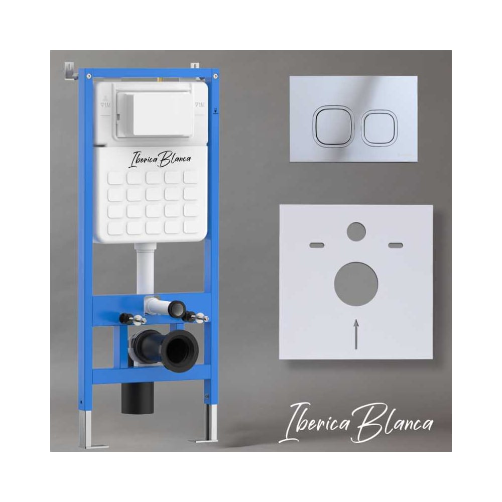 Изображение товара Комплект 2 в 1 инсталляция и клавиша смыва IBERICA BLANCA