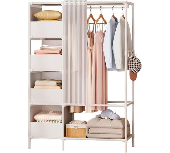 Изображение товара Вешалка напольная Ridberg с закрытыми полками, белый 1212946