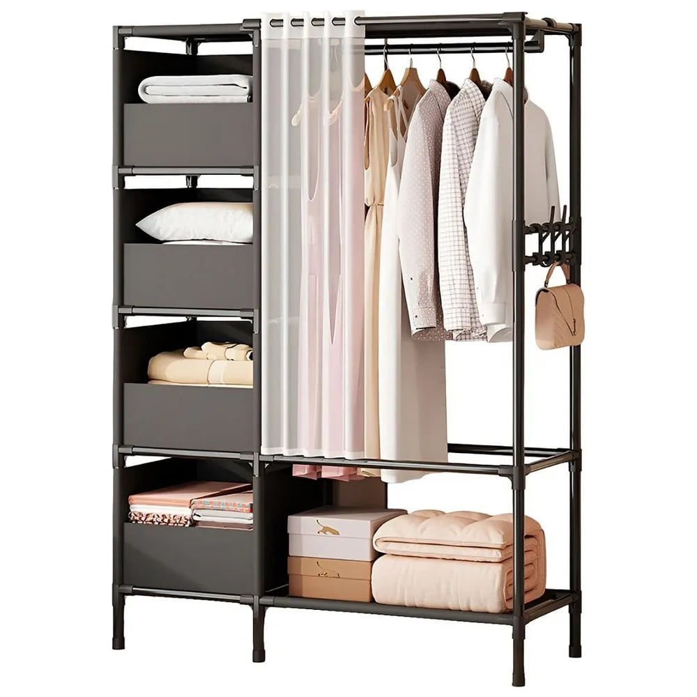 Изображение товара Вешалка напольная Ridberg с закрытыми полками черная современная модель