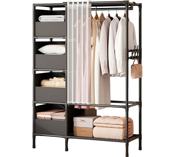 Изображение товара Вешалка напольная Ridberg с закрытыми полками, черный 1212945