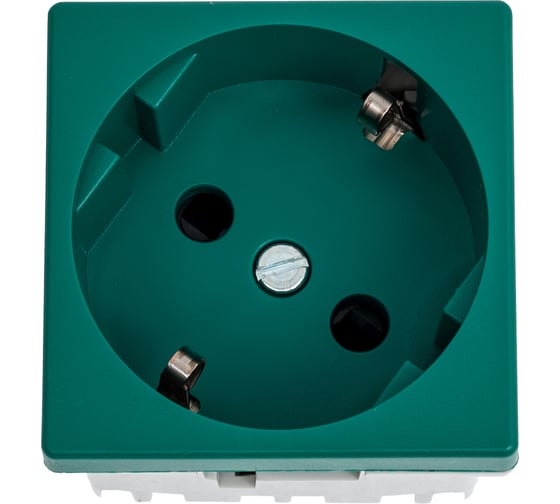 Изображение товара Розетка с заземлением Simon, 2P+E, модуль К45, безвинтовой зажим, 16А, 250В, зелёный K11-27