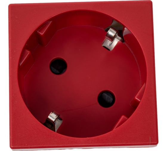 Изображение товара Розетка с заземлением Simon, 2P+E, модуль К45, безвинтовой зажим, 16А, 250В, красный K11-6