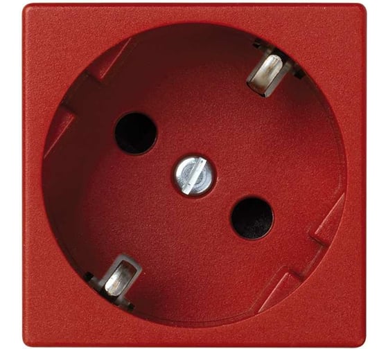 Изображение товара Розетка с заземлением Simon, 2P+E, модуль К45, винтовой зажим,16А, 250В, красный K01-6