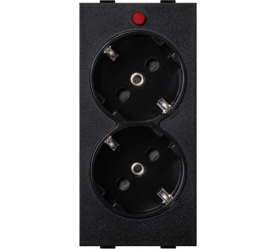 Изображение товара Розетка с заземлением Simon, 2x2PE, сдвоенная, S-модуль, с индикатором 16А, 250В, графит S1-14