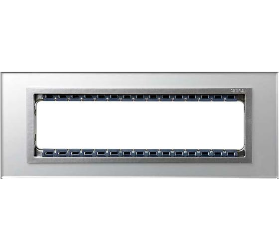Изображение товара Декоративная рамка Simon, суппорт, 8 узких или 4 широких модуля, S82C, стекло, серебро-алюминий 82987-62