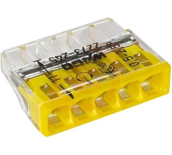 Изображение товара Соединительная клемма WAGO 5-ти проводная с пастой 2273-245 6 шт. в блистере 2588