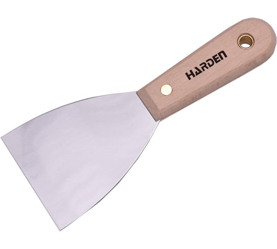 Изображение товара Шпательная лопатка HARDEN стальная с деревянной рукоятью, 125мм 620210