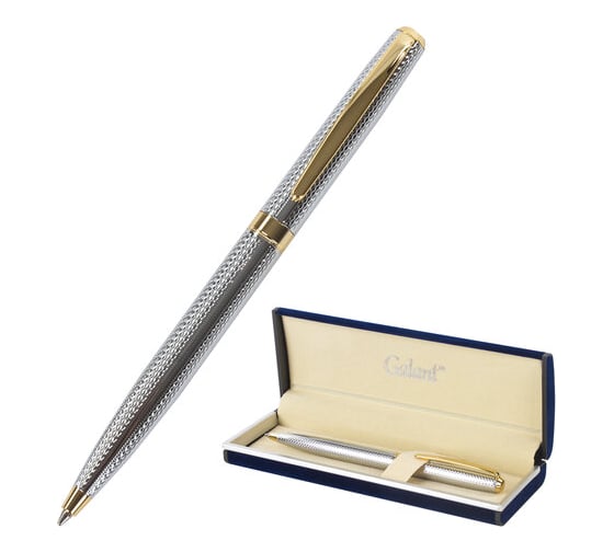 Изображение товара Подарочная шариковая ручка GALANT Marburg, корпус серебристый, золотистые детали, 0,7мм, синяя, 141015