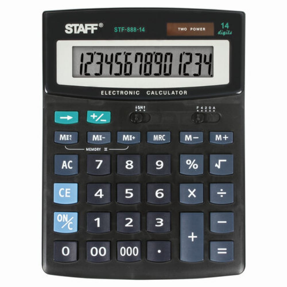 Настольный калькулятор Staff калькулятор карманный staff stf 6238 104х63мм 8 раз дв питание белый с зелёными кнопками блистер