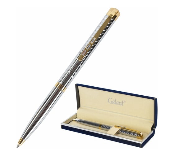 Изображение товара Подарочная шариковая ручка GALANT Barendorf, корпус серебристый, золотистые детали, 0,7мм, синяя, 141011