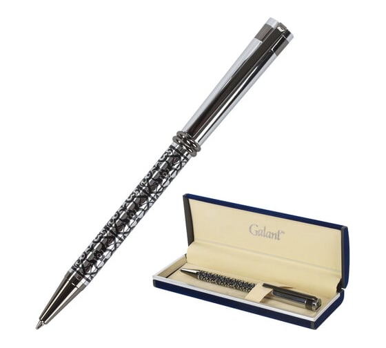 Изображение товара Подарочная шариковая ручка GALANT Locarno, корпус серебристый/черный, хромированные детали, 0,7мм, синяя, 141667