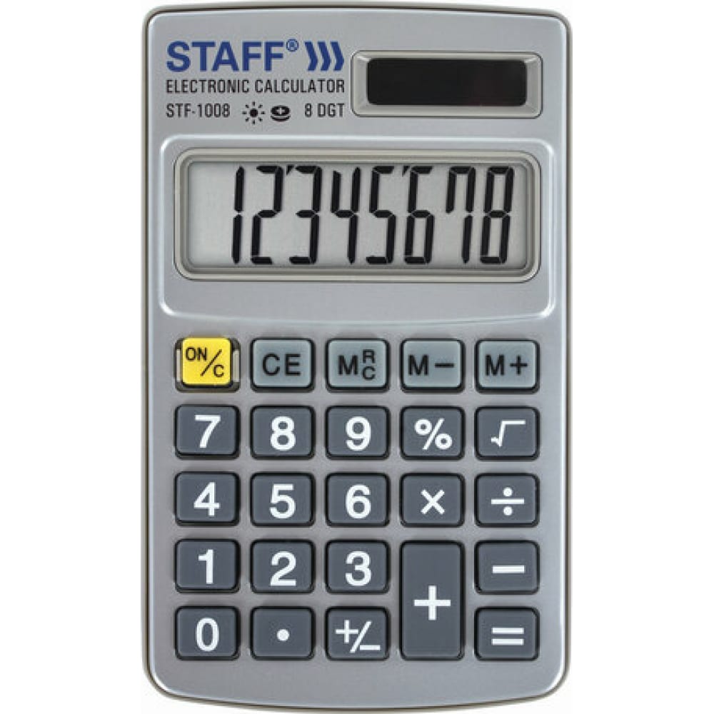 Металлический карманный калькулятор Staff калькулятор карманный staff stf 6238 104х63мм 8 раз дв питание белый с зелёными кнопками блистер