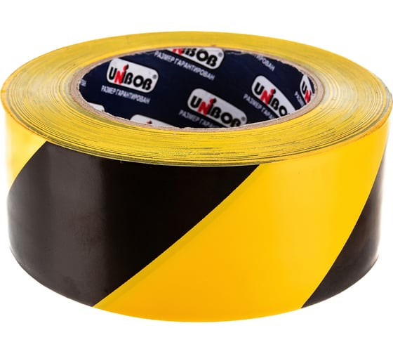 Изображение товара Разметочная клейкая лента UNIBOB 50 мм х 50 м, желто-черная 215005