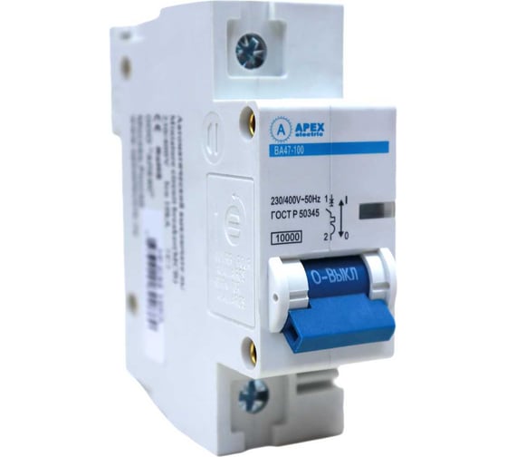 Изображение товара Автоматический выключатель APEX BA 47-100 1P 20А характеристика D 10kA PROFF ME21019