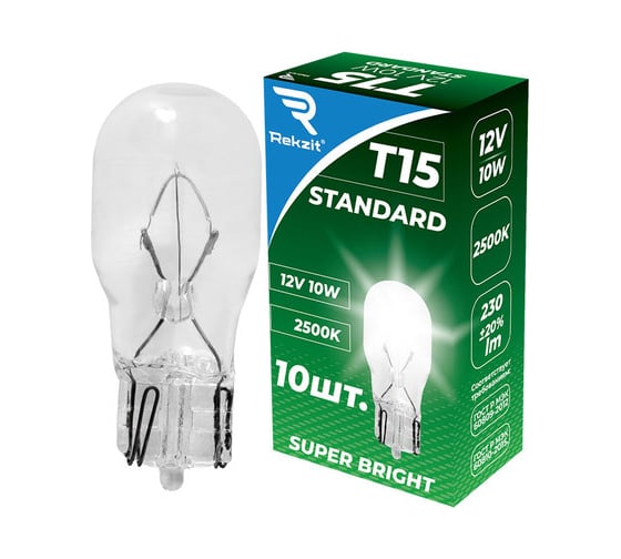Изображение товара Лампа накаливания Rekzit T15, 12V10W, Standard 90315
