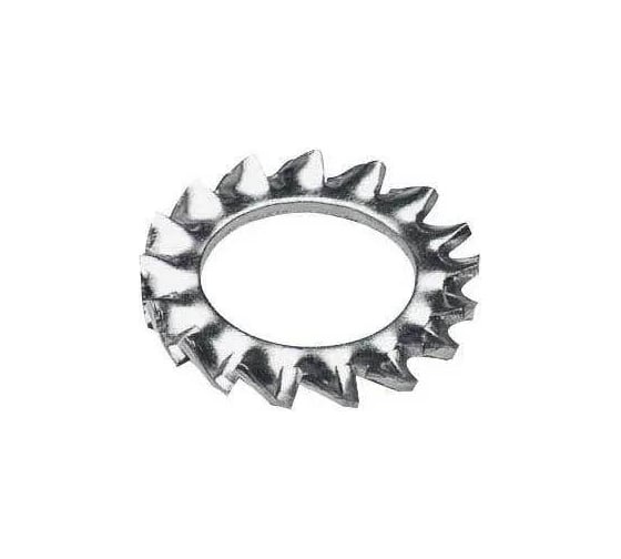Изображение товара Шайба зубчатая ЖЕСТЬ DIN 6798А, наружные зубья, цинк, М6, 100 шт., коробка УТ-00011961