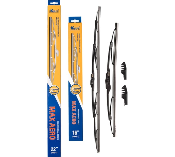 Изображение товара Комплект каркасных щёток стеклоочистителя KRAFT 560/400 мм, 2 адаптера KT 830889