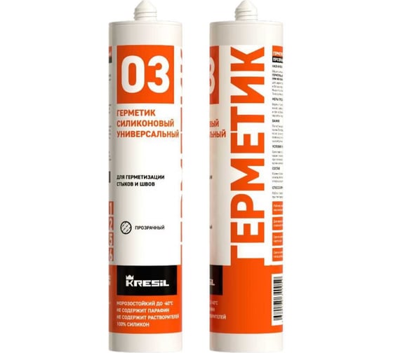 Изображение товара Герметик силиконовый универсальный Kresil 03 прозрачный, 260 мл 4680195340059