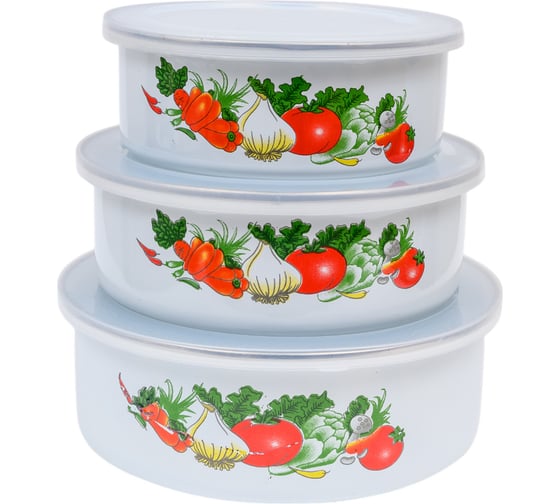 Изображение товара Набор из 3 эмалированных мисок с крышками Mallony FAMILIA 008763