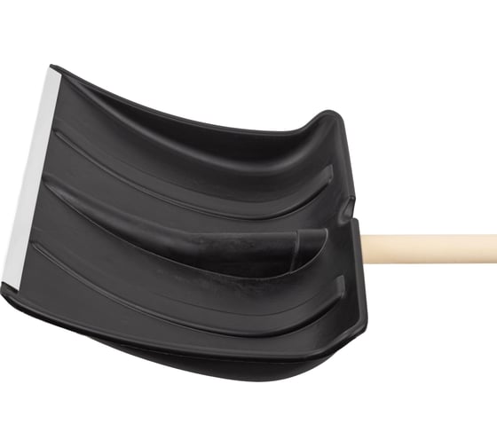 Изображение товара Лопата для уборки снега КЭС 470x350x1330мм, черная, с деревянным черенок 80200008