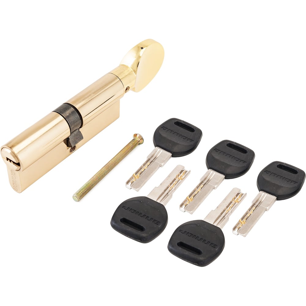 Изображение товара Цилиндровый механизм Аллюр HD FG 90-5К BP латунь 40/50 перф. ключ, вертушка, 5 ключей
