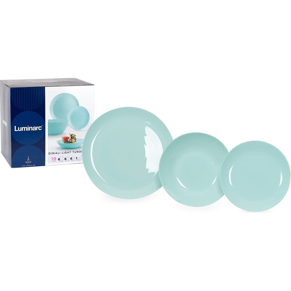 Изображение товара Набор столовый LUMINARC ДИВАЛИ ЛАЙТ ТЮРКУАЗ 19 предметов P2947