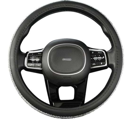 Изображение товара Оплетка SKYWAY Crystal-1 M черная экокожа/серебряные стразы S01102461