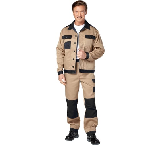 Изображение товара Костюм Эксперт Спецодежда Умелец 1 бежевый/черный р. 48-50, рост 158-164 6446000155021
