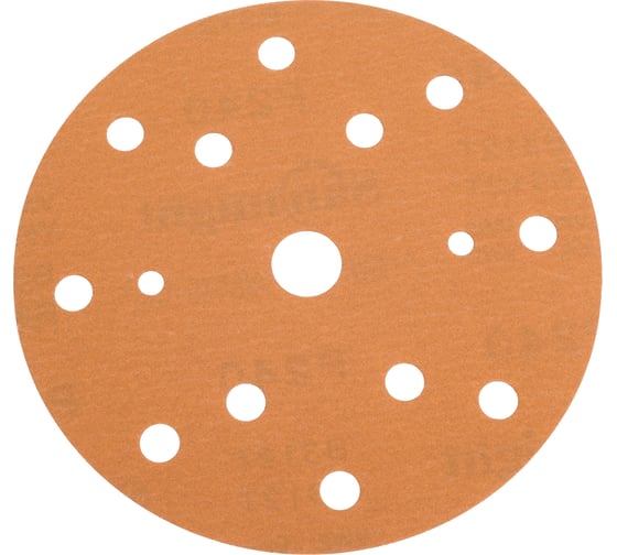 Изображение товара Шлифовальный круг GOLD B312T 150 мм, на липучке, 15 отверстий, золотистый, P 240, 100 шт SUNMIGHT 44312