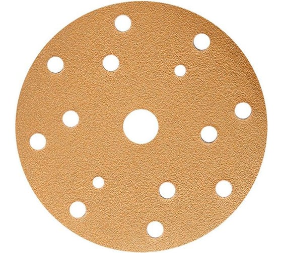 Изображение товара Шлифовальный круг GOLD B312T 150 мм, на липучке, 15 отверстий, золотистый, P 150, 100 шт SUNMIGHT 44309