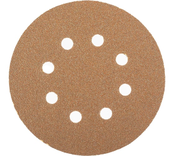 Изображение товара Шлифовальный круг GOLD B312T 125 мм, на липучке, 8 отверстий, золотистый, P 400, 100 шт SUNMIGHT 58116
