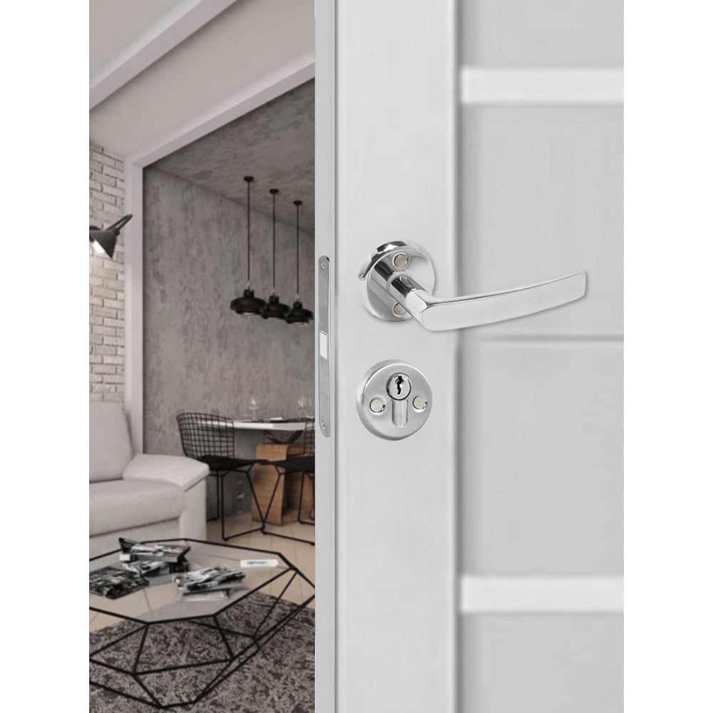 Изображение товара Ручка для финских дверей Trodos 16/001 круг хром алюминий межкомнатная