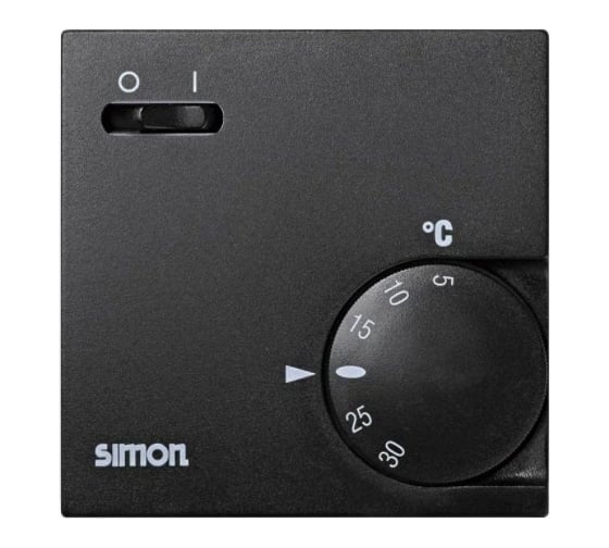 Изображение товара Термостат механический релейный для систем отопления и кондиционирования (10 А; 230 В; графит) Simon 75503-68