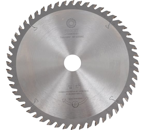 Изображение товара Диск пильный по дереву (235x30x2.6/1.8 мм; Z=52) PROCUT 797.2353052