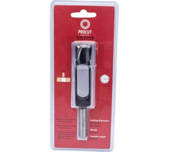 Изображение товара Сверло-пробочник (15x140 мм; Z=4; S=13; RH) PROCUT PG4018015