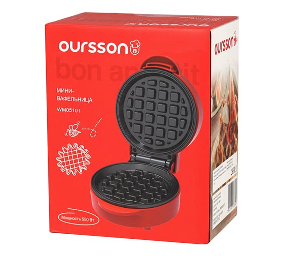 Изображение товара Мини-вафельница электрическая OURSSON (красный) WM0510T/RD