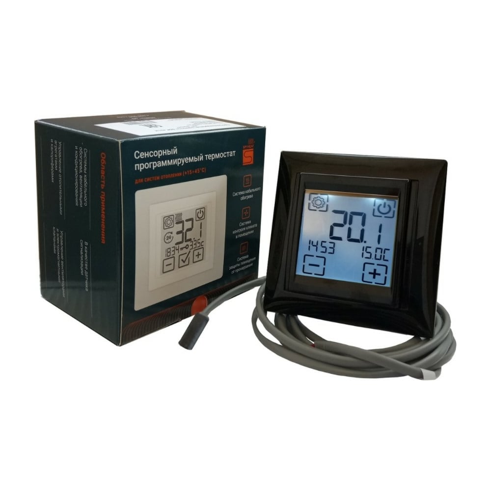 Сенсорный программируемый термостат SPYHEAT термостат для теплого пола schneider electric unica new nu550330 скрытая установка алюминий с выносным датчиком