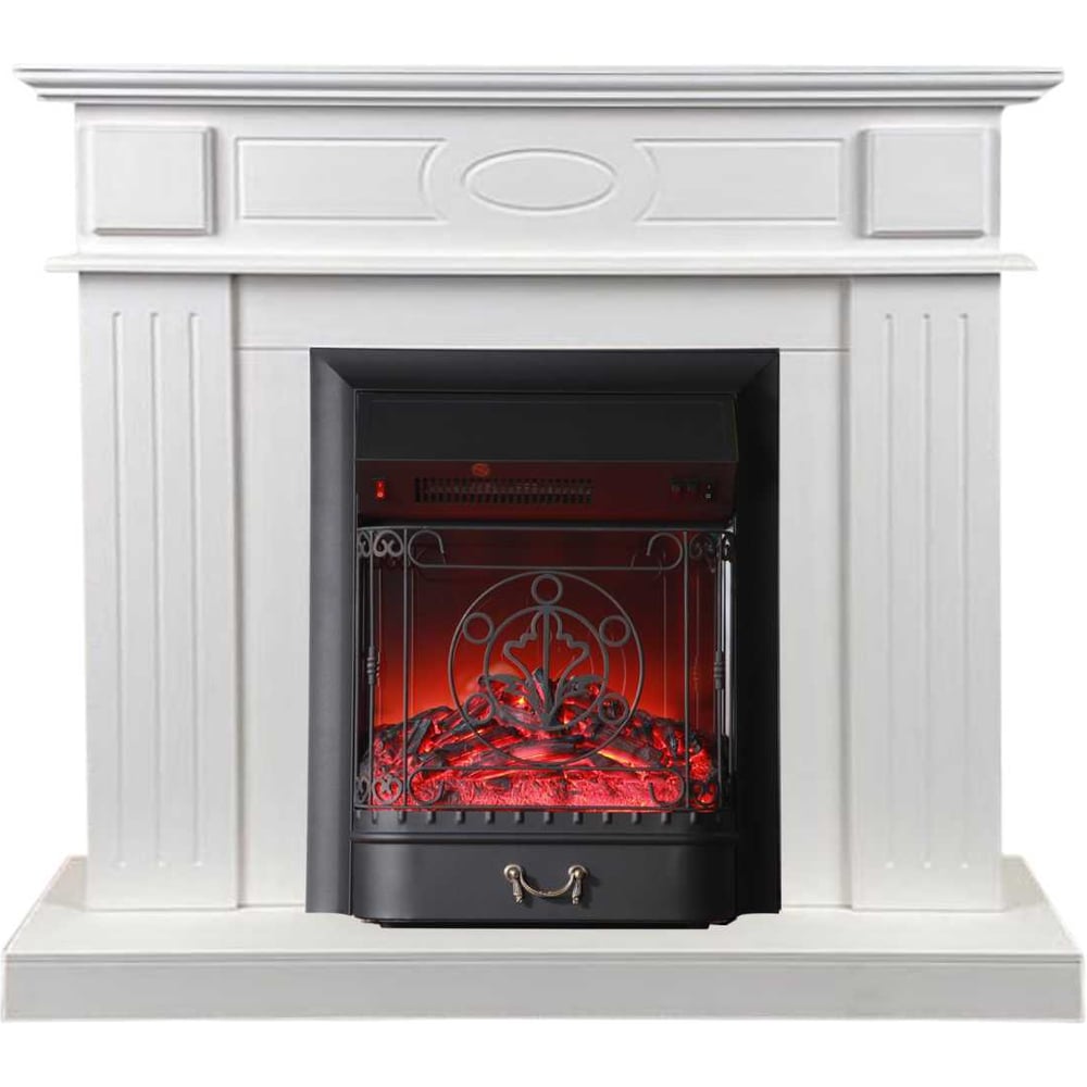 Изображение товара Каминокомплект InterFlame Лестер белый с электрической вставкой Fobos Black разборный