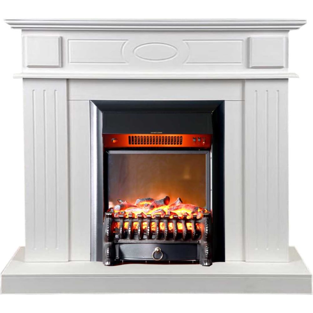 Изображение товара Каминокомплект InterFlame Лестер белый с электрической вставкой Fobos Black разборный