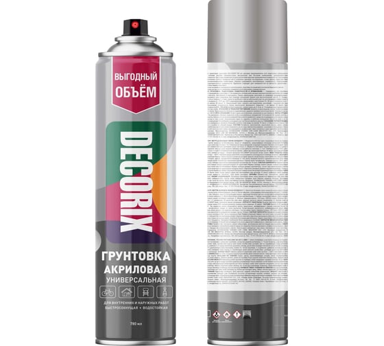 Изображение товара Аэрозольная грунтовка DECORIX 780 мл, серый 0154-10 DX