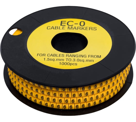 Изображение товара Маркер кабельный APEX 1,5 мм2 "6" (1000 шт.) (ЕС-0) ES31016